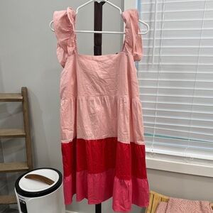 LC Lauren Conrad Pink and Red Backless Dress